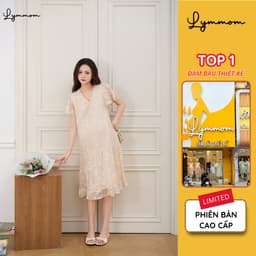 [NEW] LYMMOM -  Váy bầu xinh mùa hè chất liệu tơ thoáng mát, Đầm bầu sang chảnh tiểu thư VB210 1