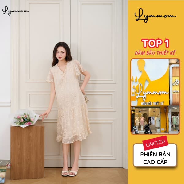 [NEW] LYMMOM -  Váy bầu xinh mùa hè chất liệu tơ thoáng mát, Đầm bầu sang chảnh tiểu thư VB210