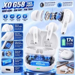 Tai Nghe Bluetooth TWS XO G58, Loa 13mm, Pin 17 Giờ, Màn Hình Báo Pin, Chế Độ Game, Kháng Nước IPX4 8