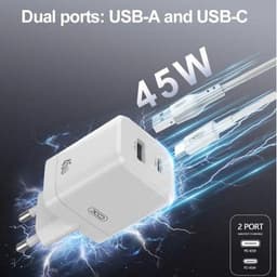 Bộ Sạc Nhanh XO CE36 45W Kèm Cáp Type-C To Type-C, 2 Cổng USB-C USB-A, Hỗ Trợ PD3.0 PPS 2