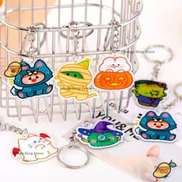 Móc Khóa Acrylic Halloween Dễ Thương Hình Phù Thủy Bí Ngô Xác Ướp Treo Chìa Khóa Balo Túi Xách 8