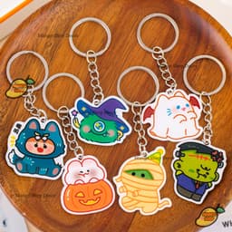 Móc Khóa Acrylic Halloween Dễ Thương Hình Phù Thủy Bí Ngô Xác Ướp Treo Chìa Khóa Balo Túi Xách 4