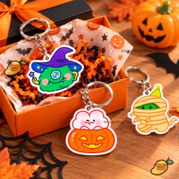 Móc Khóa Acrylic Halloween Dễ Thương Hình Phù Thủy Bí Ngô Xác Ướp Treo Chìa Khóa Balo Túi Xách 3
