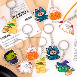 Móc Khóa Acrylic Halloween Dễ Thương Hình Phù Thủy Bí Ngô Xác Ướp Treo Chìa Khóa Balo Túi Xách 6