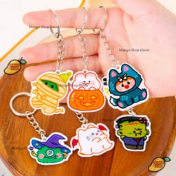Móc Khóa Acrylic Halloween Dễ Thương Hình Phù Thủy Bí Ngô Xác Ướp Treo Chìa Khóa Balo Túi Xách 9