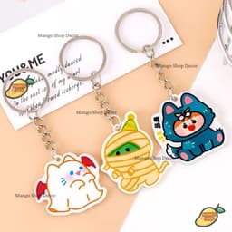 Móc Khóa Acrylic Halloween Dễ Thương Hình Phù Thủy Bí Ngô Xác Ướp Treo Chìa Khóa Balo Túi Xách 7