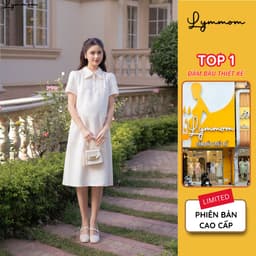 Váy đầm bầu chất liệu gấm thiết kế dáng suông cổ hồ điệp cách điệu hiện đại, thanh lịch LYMMOM VB159 1