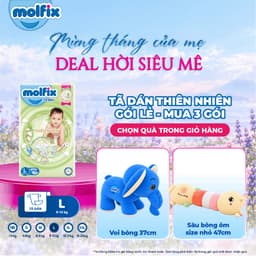 [Mua 3 gói_Chọn QUÀ trong giỏ] Tã/bỉm dán Molfix Thiên nhiên Super Jumbo đủ các size S80/ M76/ L68/ XL64/ XXL 1
