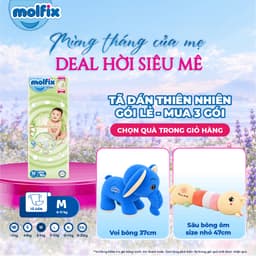 [Mua 3 gói_Chọn QUÀ trong giỏ] Tã dán thiên nhiên Molfix Jumbo đủ các size NB70/S54/M46/L46/XL44 cho Bé 1