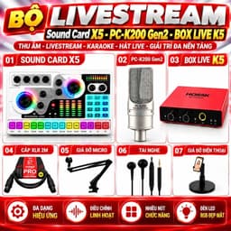 Combo Livestream X5 + PC-K200 Gen2 + K5 Kèm Micro Thu Âm, Sound Card, Cáp XLR, Giá Đỡ Micro, Tai Nghe, Giá Đỡ Điện Thoại 1