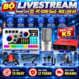 Combo Livestream X5 + PC-K200 Gen2 + K5 Kèm Micro Thu Âm, Sound Card, Cáp XLR, Giá Đỡ Micro, Tai Nghe, Giá Đỡ Điện Thoại 5