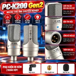 Combo Livestream X5 + PC-K200 Gen2 + K5 Kèm Micro Thu Âm, Sound Card, Cáp XLR, Giá Đỡ Micro, Tai Nghe, Giá Đỡ Điện Thoại 6