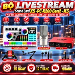 Combo Livestream X5 + PC-K200 Gen2 + K5 Kèm Micro Thu Âm, Sound Card, Cáp XLR, Giá Đỡ Micro, Tai Nghe, Giá Đỡ Điện Thoại 4