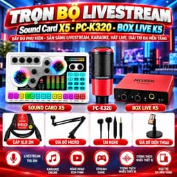 Combo Livestream X5 PC-K320 Box Live K5 Kèm Giá Đỡ Micro, Cáp XLR 2M, Tai Nghe, Giá Đỡ Điện Thoại - Bộ Thu Âm Karaoke Há 3
