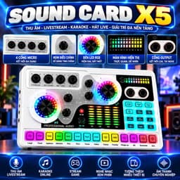 Combo Livestream X5 PC-K320 Box Live K5 Kèm Giá Đỡ Micro, Cáp XLR 2M, Tai Nghe, Giá Đỡ Điện Thoại - Bộ Thu Âm Karaoke Há 6