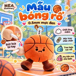 Bút Gel KUKI 0.5mm Gắn Thú Bông Thể Thao Cute, Mực Đen Thay Ruột, Bút Học Sinh Dài 10cm 8
