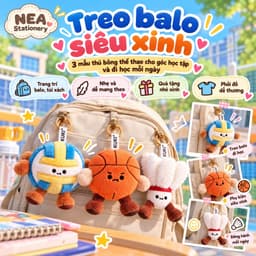 Bút Gel KUKI 0.5mm Gắn Thú Bông Thể Thao Cute, Mực Đen Thay Ruột, Bút Học Sinh Dài 10cm 5