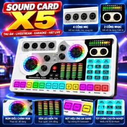Combo Livestream X5 + SM-8B Gen 2 + K5, Bộ Sound Card Thu Âm Karaoke Hát Live Kèm Micro, Cáp XLR 2M, Giá Đỡ Mic, Tai Ngh 3