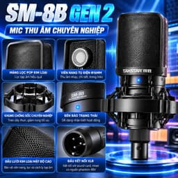 Combo Livestream X5 + SM-8B Gen 2 + K5, Bộ Sound Card Thu Âm Karaoke Hát Live Kèm Micro, Cáp XLR 2M, Giá Đỡ Mic, Tai Ngh 6