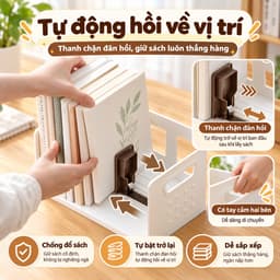 Giá Đỡ Sách Để Bàn Có Hộp Đựng Đồ, Thanh Chắn Co Giãn Giảm Chấn Chống Đổ, Bằng Nhựa Nhiều Màu 2