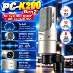 Combo Livestream Sound Card X5 + Micro PC-K200 Gen2 + HOSSK K1 Kèm Giá Đỡ Micro, Cáp XLR 2M, Tai Nghe, Giá Đỡ Điện Thoại 3