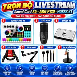 Bộ Livestream X5 + P120 + K1 Kèm Micro Thu Âm, Sound Card, Box Chuyển Đổi Và Phụ Kiện Livestream 4