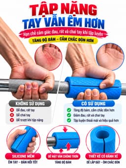 Tay Nắm Cao Su  Fat Gripz Hỗ Trợ Tập Cổ Tay, Bọc tạ tay, Thanh Đòn 2