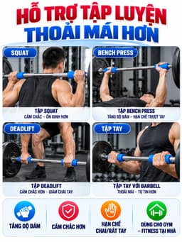 Tay Nắm Cao Su  Fat Gripz Hỗ Trợ Tập Cổ Tay, Bọc tạ tay, Thanh Đòn 8