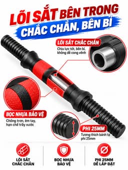 Bộ Thanh Đòn Tạ Tay 40cm/50cm – Tay Cầm Tạ Lắp Tạ Đĩa Tập Gym, Tập Tay, Vai, Ngực Tại Nhà 2