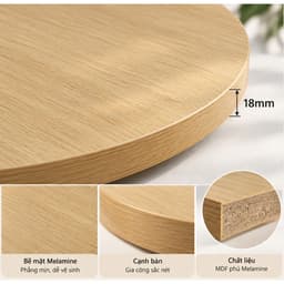 Mặt Bàn Tròn Gỗ MDF Chống Ẩm Phủ Melamine dày 18mm, Đường Kính 60cm 5
