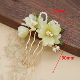 Trâm Cài Tóc Hoa Ngọc Xanh Thanh Nhã – Đính Ngọc Trai & Bướm, Phụ Kiện Búi Tóc Cổ Trang Sang Trọng 3