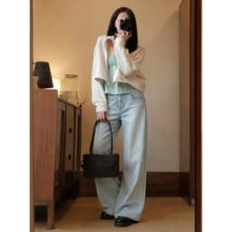 Quần Jean Nữ Ống Suông Xanh Nhạt Lưng Cao AN TÂY Quần Bò Jean Mềm Form Chuẩn Tôn Dáng #8663 #8668 #8621 Xanh Nhạt 2