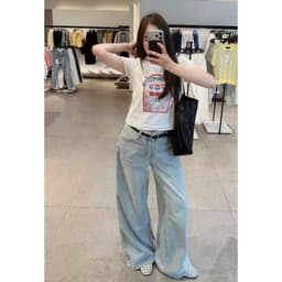 Quần Jean Nữ Ống Suông Xanh Nhạt Lưng Cao AN TÂY Quần Bò Jean Mềm Form Chuẩn Tôn Dáng #8663 #8668 #8621 Xanh Nhạt 3