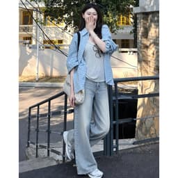 Quần Jean Nữ Ống Suông Xanh Nhạt Lưng Cao AN TÂY Quần Bò Jean Mềm Form Chuẩn Tôn Dáng #8663 #8668 #8621 Xanh Nhạt 4