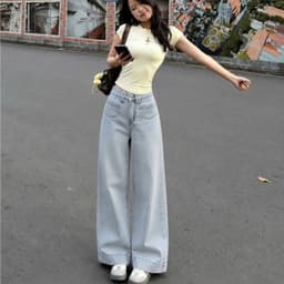 Quần Jean Nữ Ống Suông Xanh Nhạt Lưng Cao AN TÂY Quần Bò Jean Mềm Form Chuẩn Tôn Dáng #8663 #8668 #8621 Xanh Nhạt 8