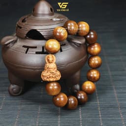 Vòng Gỗ Bách Xanh Hạt Tròn Mix Charm Mặt Phật Quan Âm - Size 8/10/12/14/16mm | Vua Vòng Gỗ 6