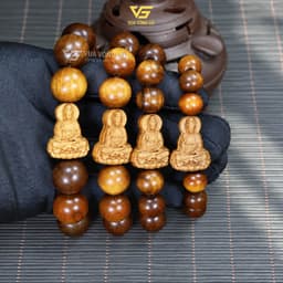 Vòng Gỗ Bách Xanh Hạt Tròn Mix Charm Mặt Phật Quan Âm - Size 8/10/12/14/16mm | Vua Vòng Gỗ 2
