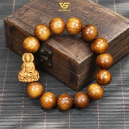 Vòng Gỗ Bách Xanh Hạt Tròn mix charm Mặt Phật Quan Âm, Di Lặc - Size 8/10/12/14/16mm | Vua Vòng Gỗ 8