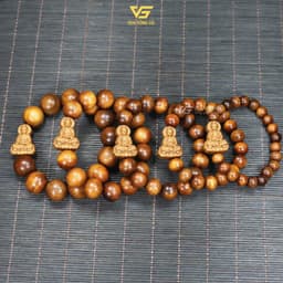 Vòng Gỗ Bách Xanh Hạt Tròn Mix Charm Mặt Phật Quan Âm - Size 8/10/12/14/16mm | Vua Vòng Gỗ 9