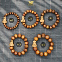 Vòng Gỗ Bách Xanh Hạt Tròn Mix Charm Mặt Phật Quan Âm - Size 8/10/12/14/16mm | Vua Vòng Gỗ 3