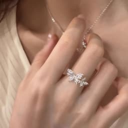 B25 Nhẫn hình bướm đính đá zircon phong cách đáng yêu 3