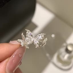 B25 Nhẫn hình bướm đính đá zircon phong cách đáng yêu 4