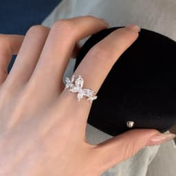 B25 Nhẫn hình bướm đính đá zircon phong cách đáng yêu 5