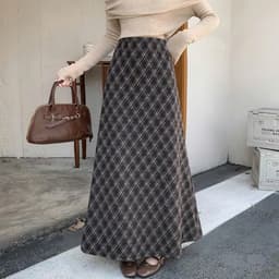 🌷 Chân Váy Kẻ Dạ Caro Dài Qua Gối Dáng Xòe Cạp Chun Co Giãn Thời Trang Nữ 4
