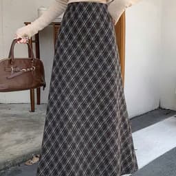 🌷 Chân Váy Kẻ Dạ Caro Dài Qua Gối Dáng Xòe Cạp Chun Co Giãn Thời Trang Nữ 6
