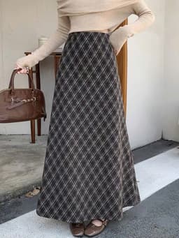 🌷 Chân Váy Dạ Kẻ Caro Dáng Dài Vintage Hàn Quốc Dáng Xòe Tôn Dáng Thời Trang Nữ 5