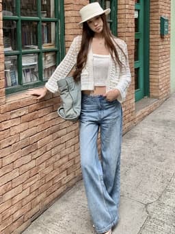 ENEN Quần Jean Nữ Ống Rộng Cạp Cao – Quần Bò Nữ Xanh Nhạt, Tôn Dáng, Không Lộ Hông 9619 7