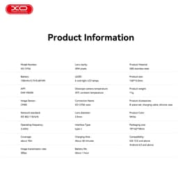 Camera Soi Tai XO-CF56 Kết Nối Điện Thoại, 6 Đèn LED, Ống Kính 3.5mm, Dùng Cho iOS Và Android 8