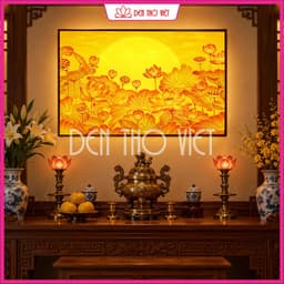 Đèn Tranh Trang Trí Bàn Thờ In Hình Hoa Sen Trang Trí Bàn Thờ Phật, Gia Tiên – Tranh Thờ Nhiều Kích Thước 7