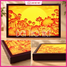 Đèn Tranh Trang Trí Bàn Thờ In Hình Hoa Sen Trang Trí Bàn Thờ Phật, Gia Tiên – Tranh Thờ Nhiều Kích Thước 5